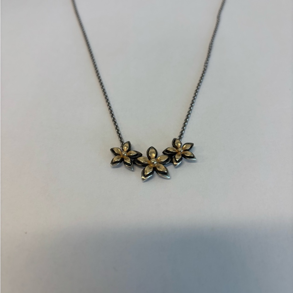 James Avery gentle Blossoms Floral Necklace in Sterling silver & 14k gold